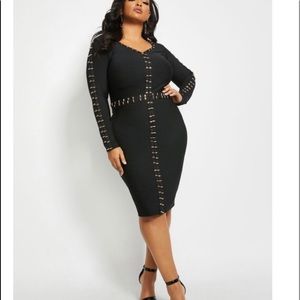 🌹✅Ashley Stewart Elegant Body-con Stud Dress.